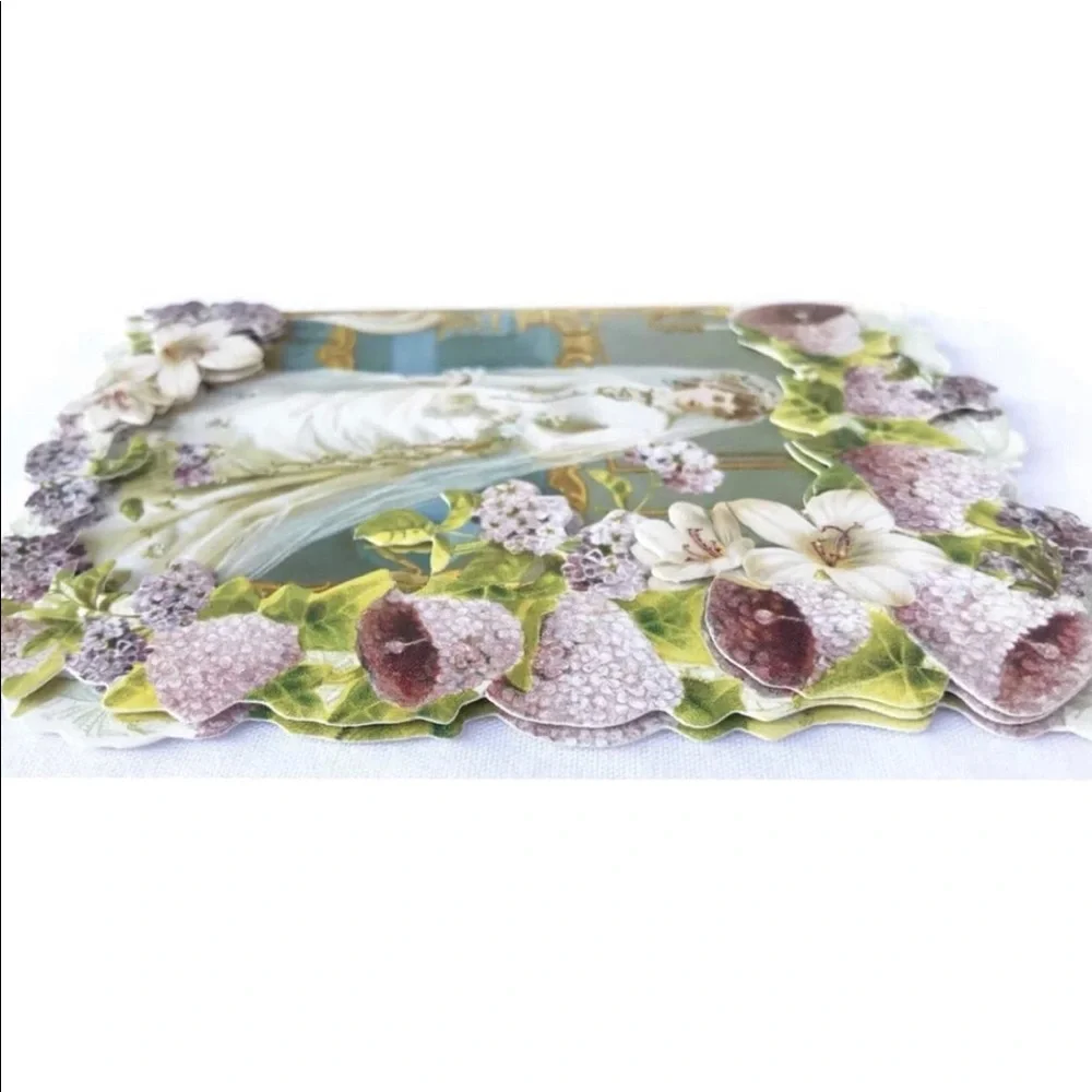 Punch Studio Single (1) Embellished 3D Die-Cut Card: Vintage Wedding (58798)
